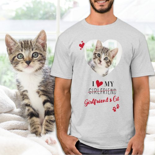 Funny I Love My Girlfriends Cat Custom Heart Photo T_Shirt