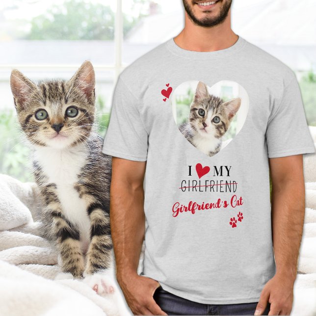 Funny I Love My Girlfriends Cat Custom Heart Photo T-Shirt (Creator Uploaded)