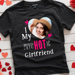 Funny I Love My HOT Girlfriend Pink Custom Photo T-Shirt<br><div class="desc">Looking for a unique and fun way to show your boyfriend how much you care this Valentine's Day? Look no further than our 'I Love My psycHOTic Girlfriend' t-shirt! This stylish and trendy tee features a cute heart frame and playful pink hearts, making it the perfect way to showcase your...</div>