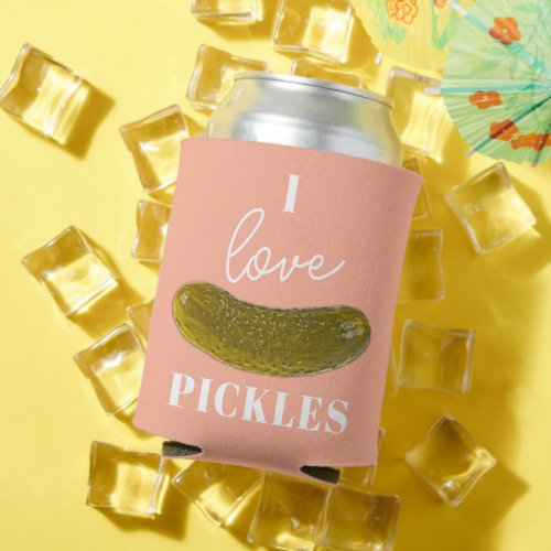 Funny I Love Pickles Beer Can Cooler