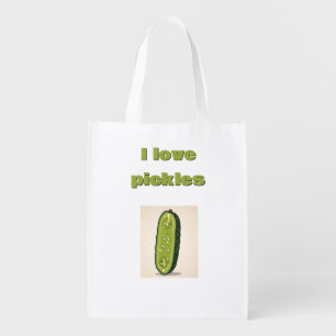 Funny I love pickles Grocery Bag
