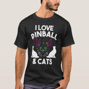 Funny I Love Pinball & Cats Cool Arcade Machine Ki T-Shirt