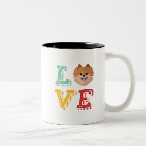 Funny I Love Pomeranian I Heart My Dog Puppy Lover Two_Tone Coffee Mug