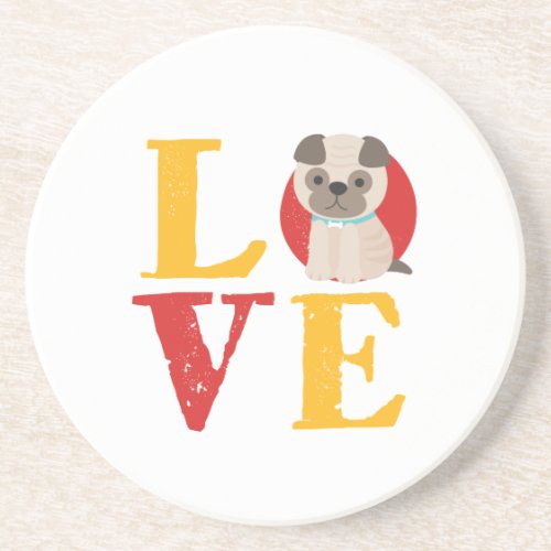 Funny I Love Pug I Heart My Dog Puppy Lover Coaster