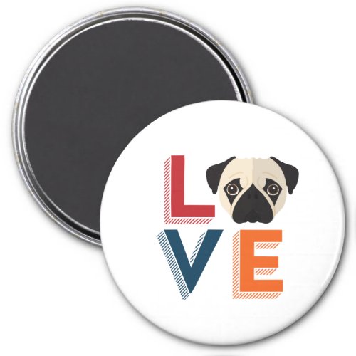 Funny I Love Pug I Heart My Dog Puppy Lover Magnet
