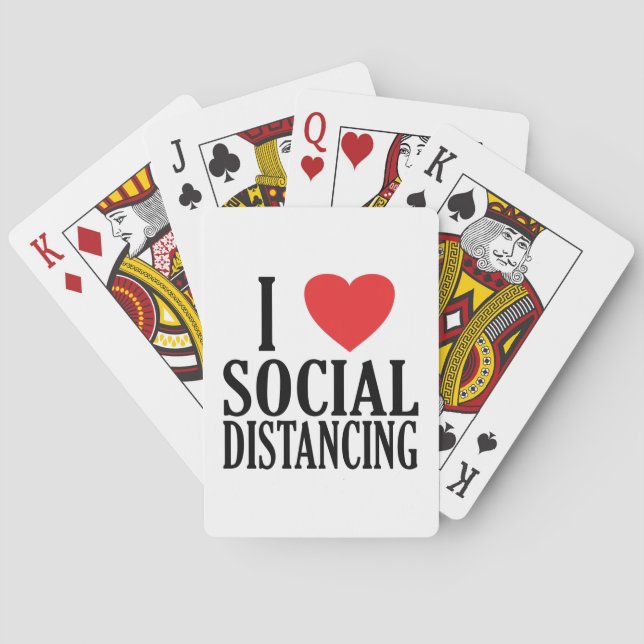 Funny - I Love Social Distancing with a Heart Poker Cards (Back)