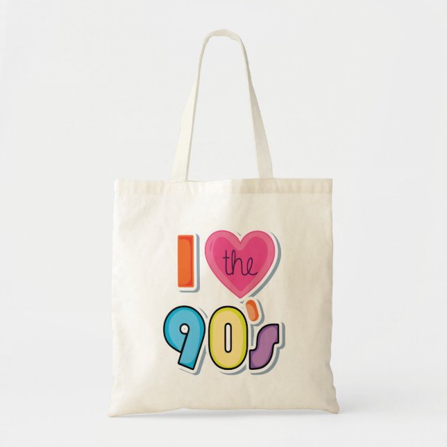 Funny I Love The 90's, 1990's Theme Party  Tote Bag (Front)