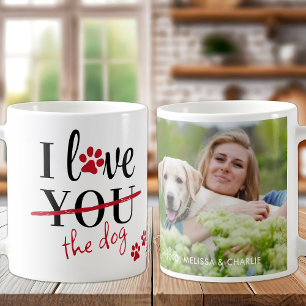 Funny I Love The Dog Custom Pet Photo Valentines Coffee Mug
