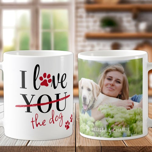 Funny I Love The Dog Custom Pet Photo Valentines  Coffee Mug