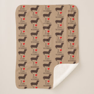 Funny I Love Tiny Wiener Dachshund Sherpa Blanket
