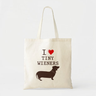 Funny I Love Tiny Wiener Dachshund Tote Bag