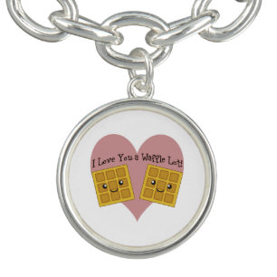 Funny I Love You A Waffle Lot Cute Kawaii Waffles Charm Bracelet
