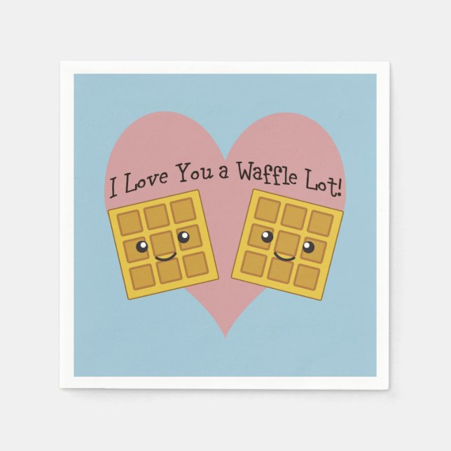 Funny I Love You A Waffle Lot Cute Kawaii Waffles Paper Napkins (Front)