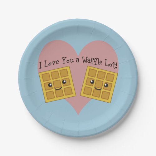 Funny I Love You A Waffle Lot Cute Kawaii Waffles Paper Plates