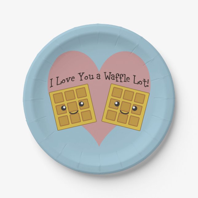 Funny I Love You A Waffle Lot Cute Kawaii Waffles Paper Plates (Front)