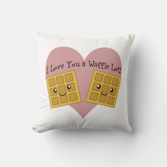 Funny I Love You A Waffle Lot Cute Kawaii Waffles Throw Pillow (Front)