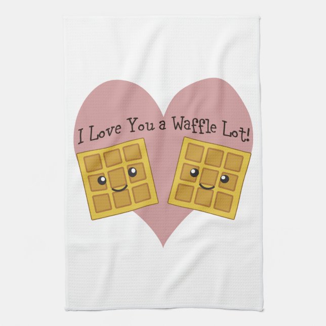 Funny I Love You A Waffle Lot Cute Kawaii Waffles Towel (Vertical)