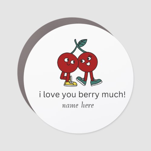  Funny I love you berry much Cute Cartoon Couple  Car Magnet
