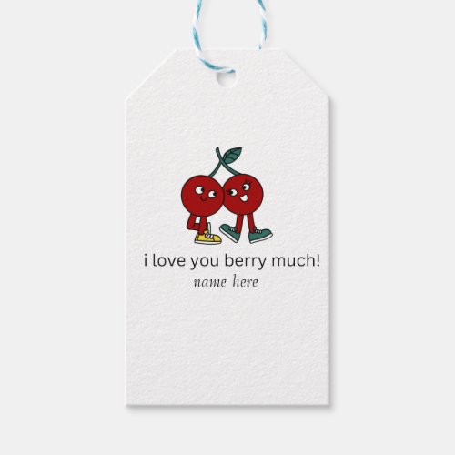 Funny I love you berry much Cute Cartoon Couple    Gift Tags