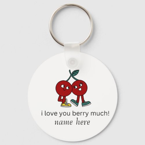  Funny I love you berry much Cute Cartoon Couple   Keychain