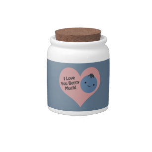 Funny I Love You Berry Much Cute Kawaii Blueberry Candy Jar