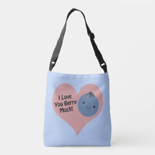 Funny I Love You Berry Much Cute Kawaii Blueberry Crossbody Bag