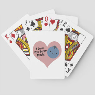 Funny I Love You Berry Much  Cute Kawaii Blueberry Poker Cards