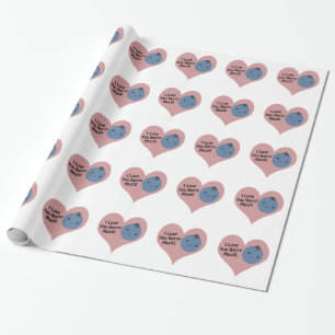 Funny I Love You Berry Much  Cute Kawaii Blueberry Wrapping Paper