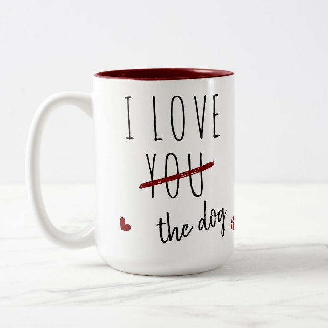 Funny I Love You Dog Custom Photo Valentines Day  Two-Tone Coffee Mug (Left)