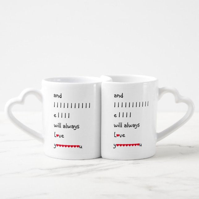 Funny I Love You Valentines Day Newly Weds Couple Coffee Mug Set (Front Nesting)