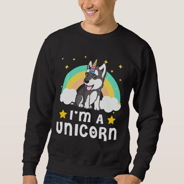 Funny I  M A Unicorn   Siberian Husky Dog          Sweatshirt (Front)