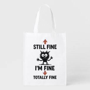 Funny “I’m Fine” Arrows Cartoon T-Shirt Grocery Bag