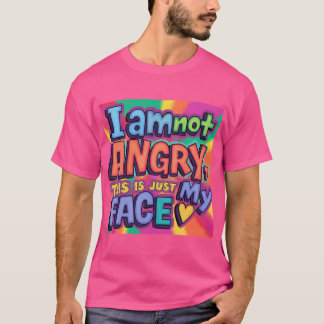 Funny “I’m Not Angry, It’s Just My Face” Colorful  T-Shirt