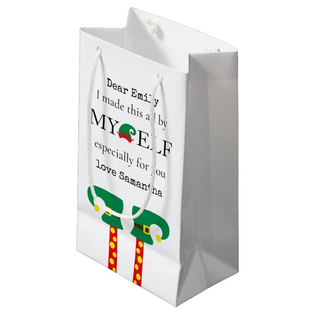 Funny I made this by My Elf Name Small Gift Bag (Front Angled)