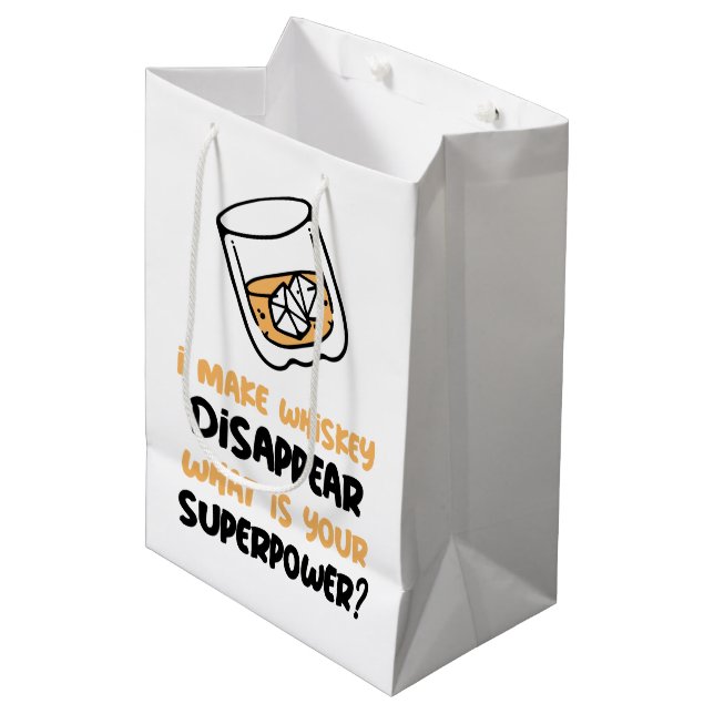 Funny I Make Whiskey Disappear Medium Gift Bag (Front Angled)