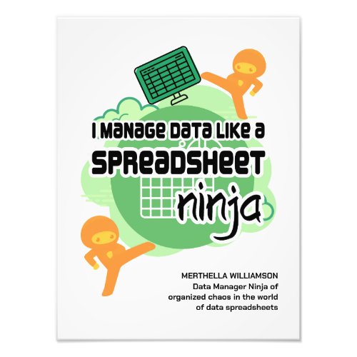 Funny I Manage Data SPREADSHEET NINJA Photo Print