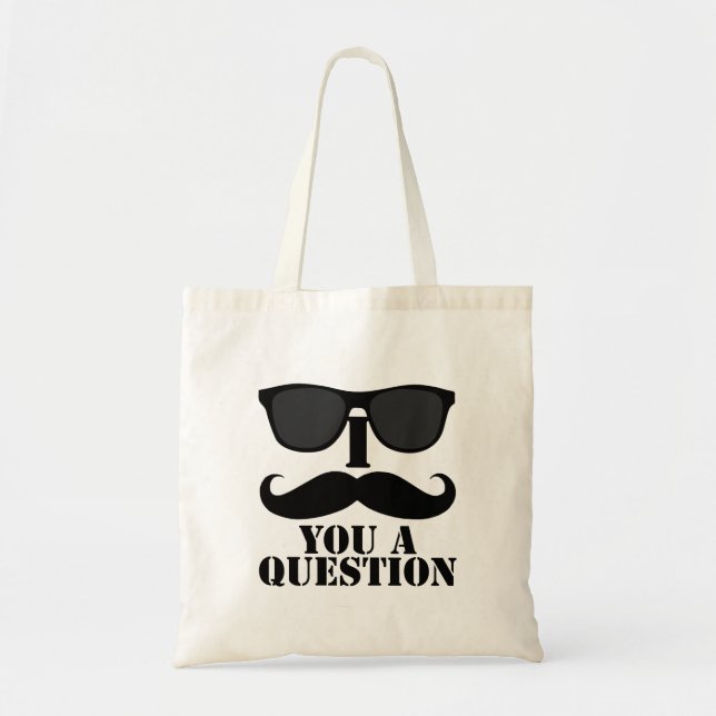 Funny I Moustache You A Question Black Sunglasses Tote Bag (Front)