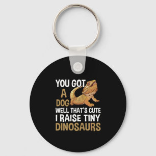 Funny I Raise Tiny Dinosaurs Bearded Dragon Pet Keychain