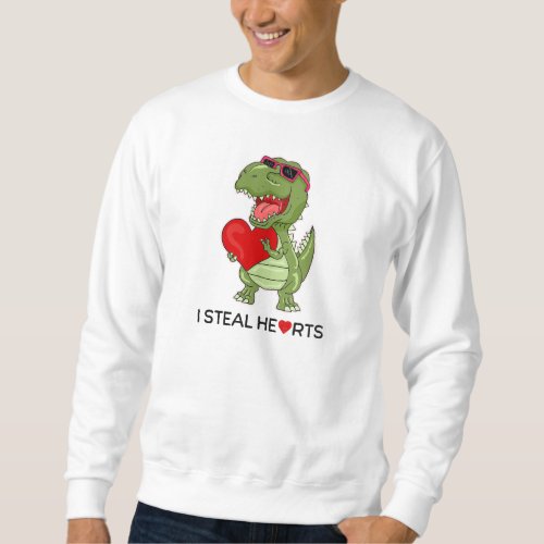 Funny I Steal Hearts Dinosaur Cute Valentines Day Sweatshirt