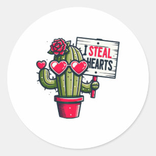 Funny I Steal Hearts Gardening Mens Womens Cactus Classic Round Sticker