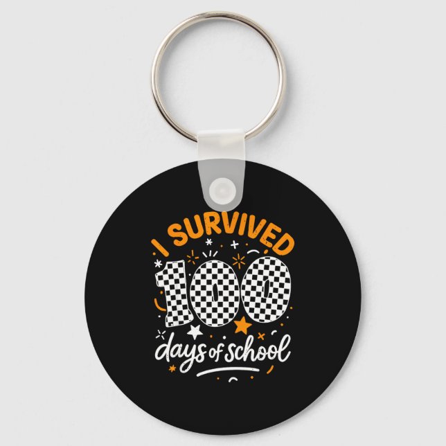 Funny I Survived 100 Days Of School Student Teache Keychain (Front)