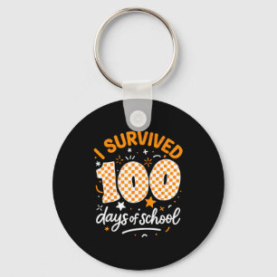 Funny I Survived 100 Days Of School Student Teache Keychain