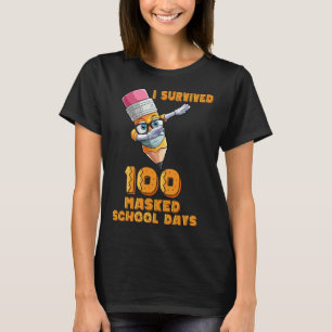 Funny I Survived 100 Masked School Days Cool Dabbi T-Shirt