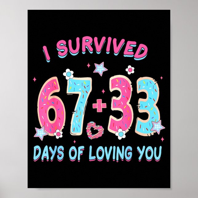 Funny I Survived 67 + 33 Days Of Loving You Valent Poster (Front)