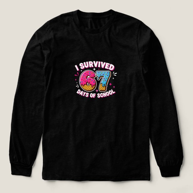 Funny I Survived 67 Days of School , for students  Tri-Blend Shirt (Design Front)