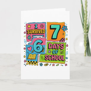 Funny I Survived 76 Days School Colorful Teacher Card