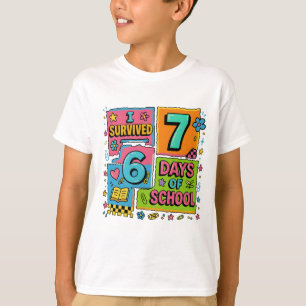Funny I Survived 76 Days School Colorful Teacher T-Shirt