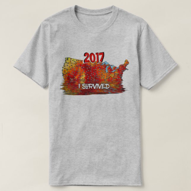 Funny  I Survived  US Summer Heat Wave  Map T-Shirt (Design Front)
