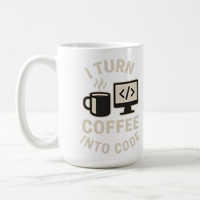 Funny I Turn Coffee Into Code Coffee Mug (Left)