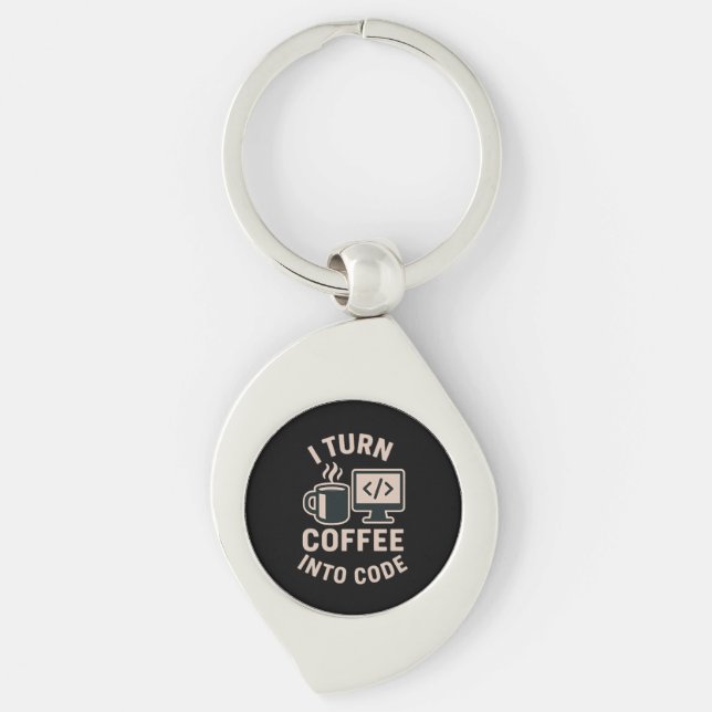 Funny I Turn Coffee Into Code Keychain (Front)